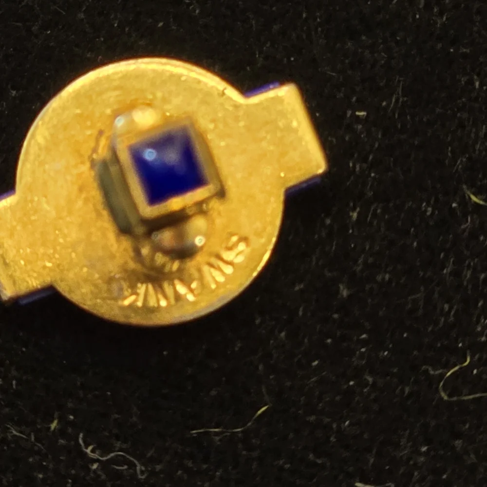 Swank Art Deco Blue Glass Gold Plated Cufflinks